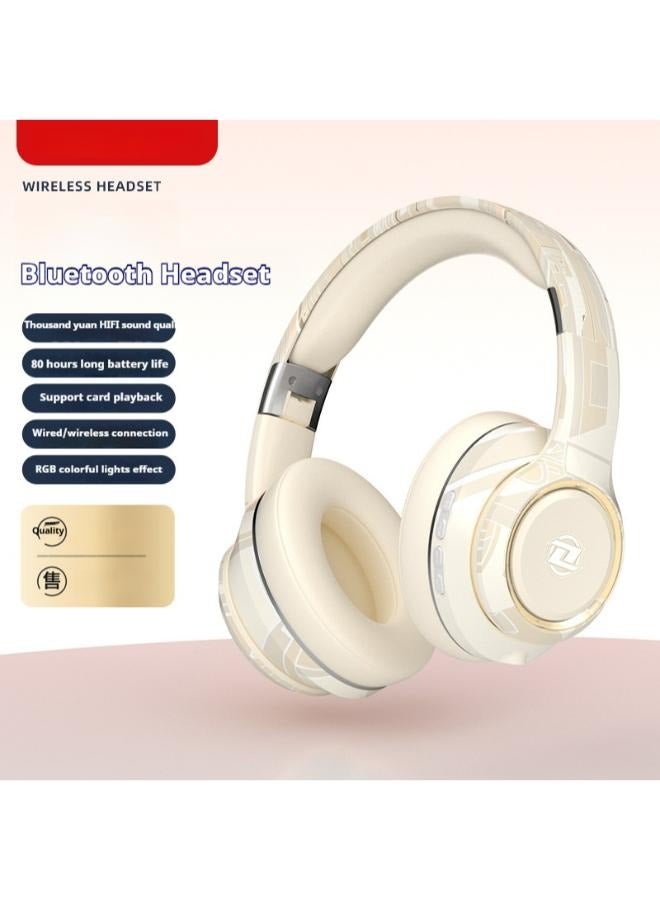 Gaming headset for PC, PS5, PS4, up to 28-hour Battery, 2.4GHz Wireless, 53mm angled drivers, Memory foam, Durable Frame, 10mm microphone – Beige  - Image 1