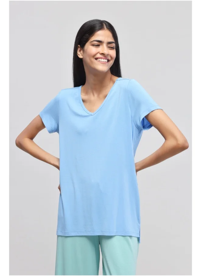 نسيسيرا Summer Blue V-Neck Top