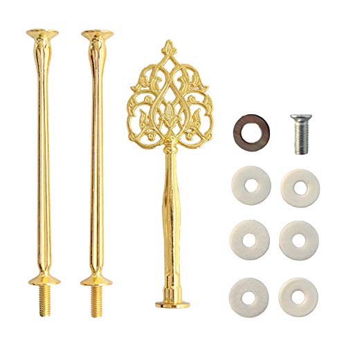 Happy Will 3 Tier 14" Heavy Metal Cake Stand Holder Fruit Plate Stand Fitting Hardware Rod with Stylus (Golden_New Crown) - Image 1