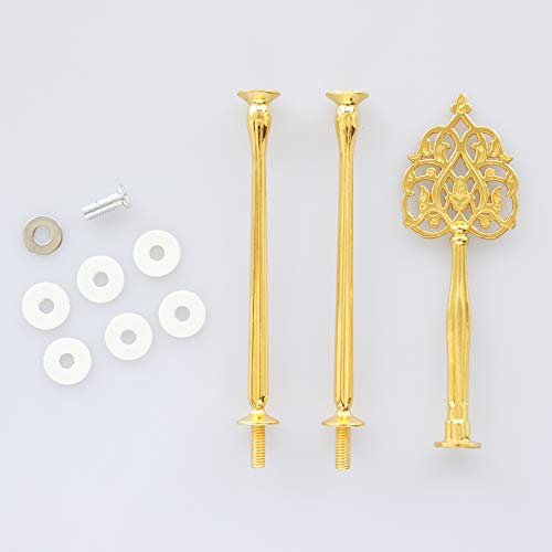Happy Will 3 Tier 14" Heavy Metal Cake Stand Holder Fruit Plate Stand Fitting Hardware Rod with Stylus (Golden_New Crown) - Image 4