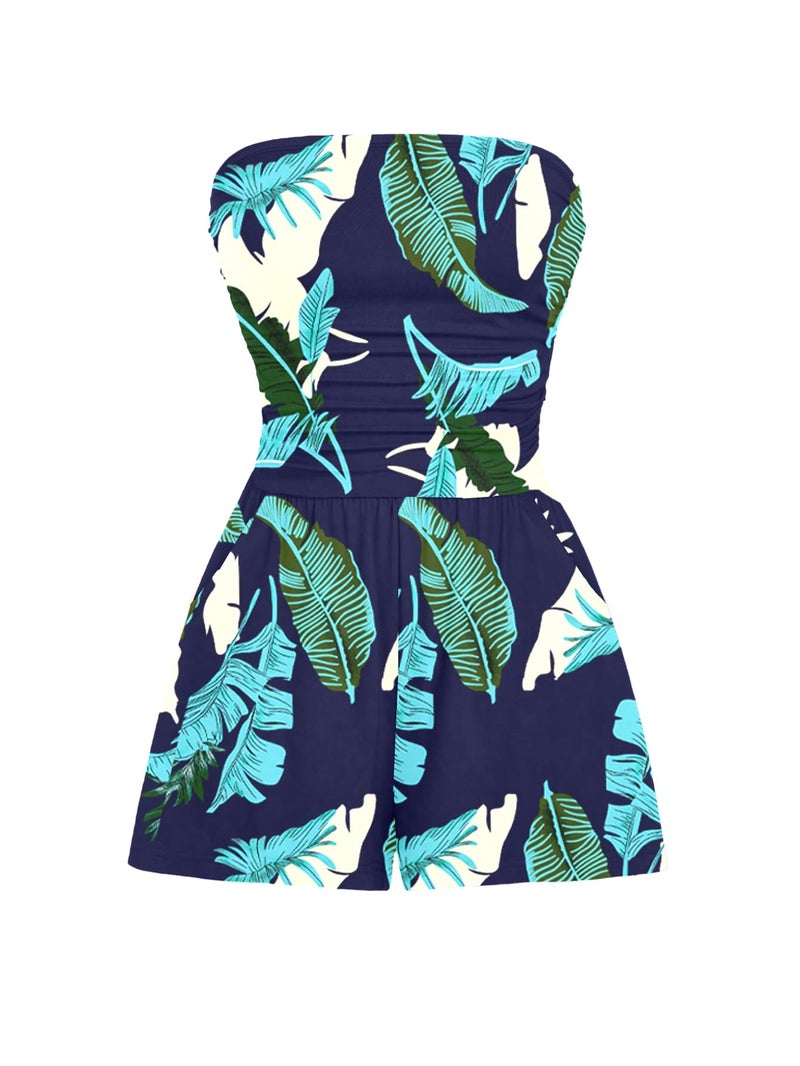 AUXDIO Women Summer Casual Strapless Romper Sleeveless Off Shoulder Short Jumpsuits 2026 Beach Vacation Clothes 1009 Medium - Image 1