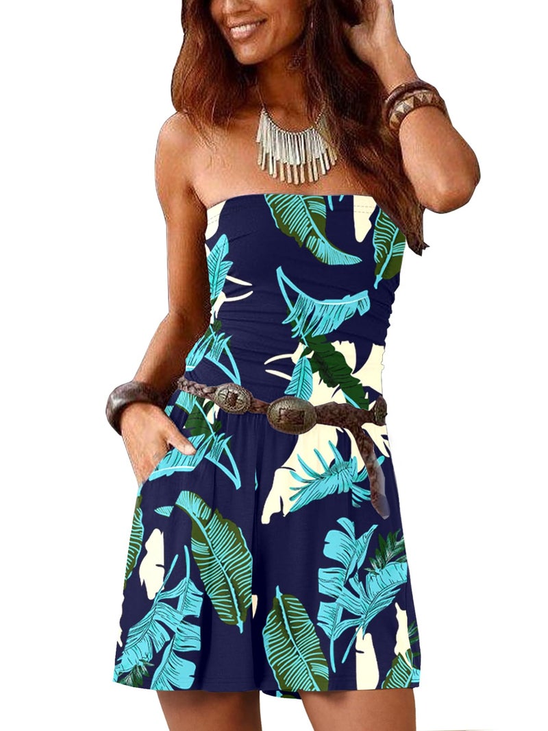 AUXDIO Women Summer Casual Strapless Romper Sleeveless Off Shoulder Short Jumpsuits 2026 Beach Vacation Clothes 1009 Medium - Image 3