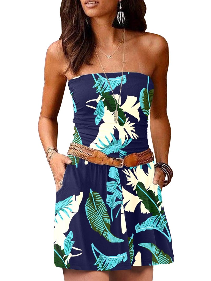 AUXDIO Women Summer Casual Strapless Romper Sleeveless Off Shoulder Short Jumpsuits 2026 Beach Vacation Clothes 1009 Medium - Image 4