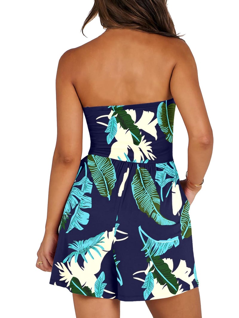 AUXDIO Women Summer Casual Strapless Romper Sleeveless Off Shoulder Short Jumpsuits 2026 Beach Vacation Clothes 1009 Medium - Image 5