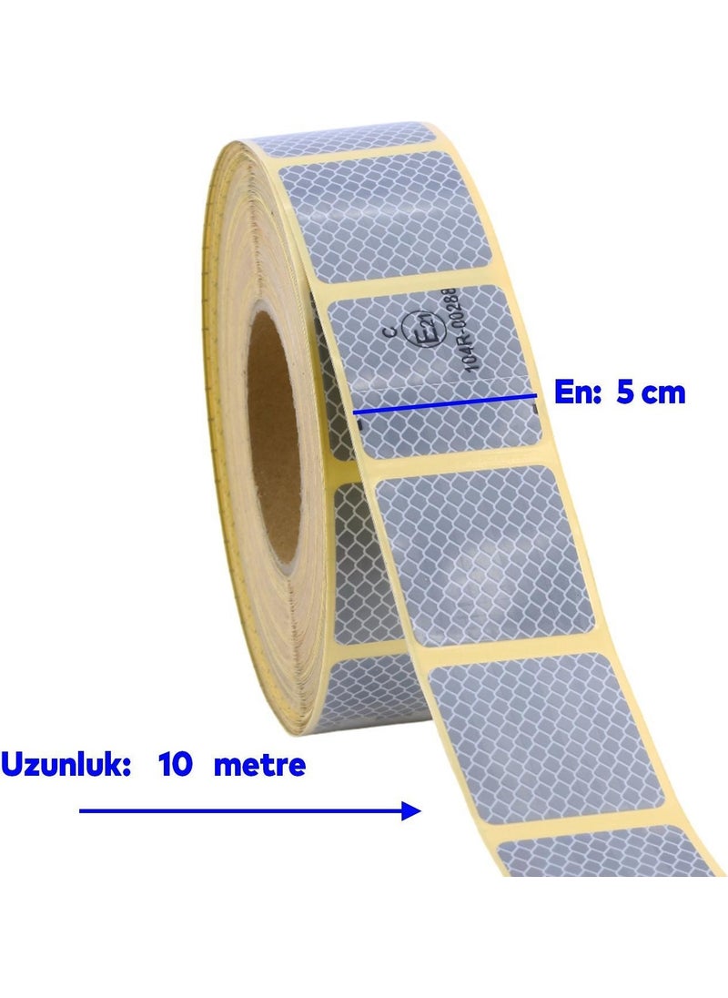 Nzb Tüvtürk Approved Documented White Gray Cut Reflective Tape Night Shining Width 5 cm 10 mt Warning Phosphorescent  - Image 5