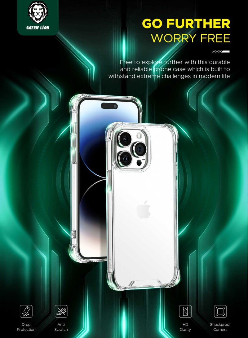 GREEN LION iPhone 15 Pro Max Anti-Shock Case / Hybrid Protection / Anti-Collision / Drop Protection Back Cover / Air Cushion / Anti Scratch iPhone Cover / Precise Cutouts / HD Clarity Case - Clear - Image 5