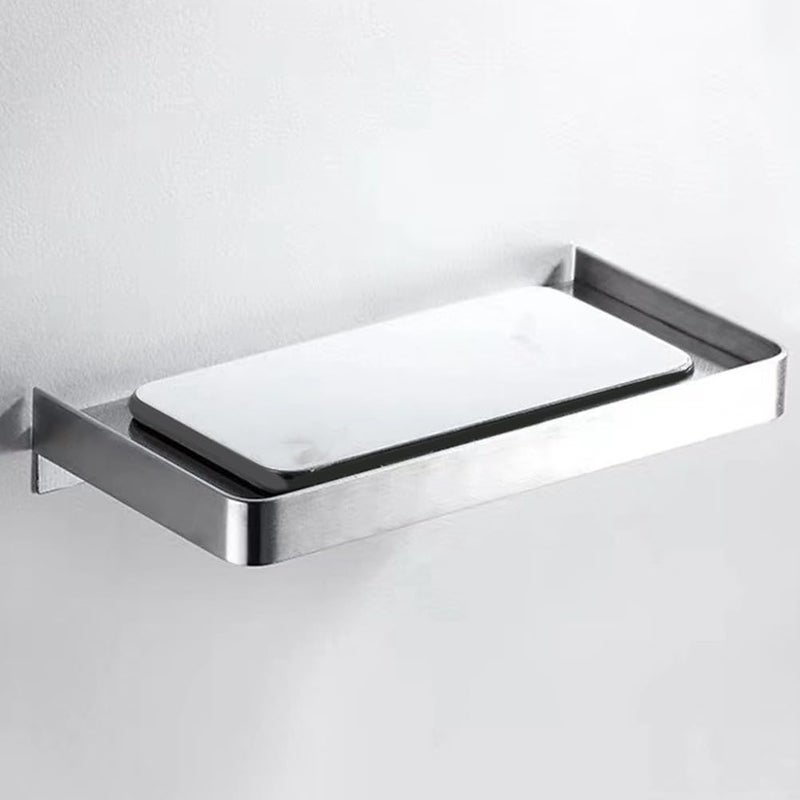 Wall-mounted stainless steel toilet paper mobile phone rack with suspension shelf Silver