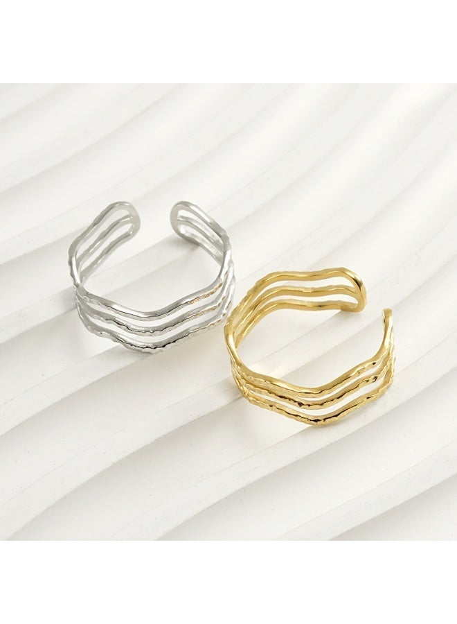 AMETOER Minimalist Stainless Steel Line Ring for Women | Adjustable Fashionable Personality Jewelry - Image 4