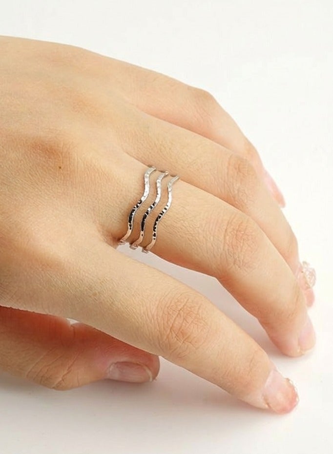AMETOER Minimalist Stainless Steel Line Ring for Women | Adjustable Fashionable Personality Jewelry - Image 3