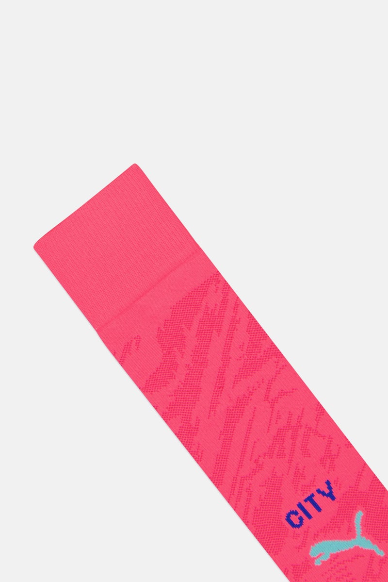 PUMA Men Brand Logo Manchester City Football Socks, Pink - Image 3