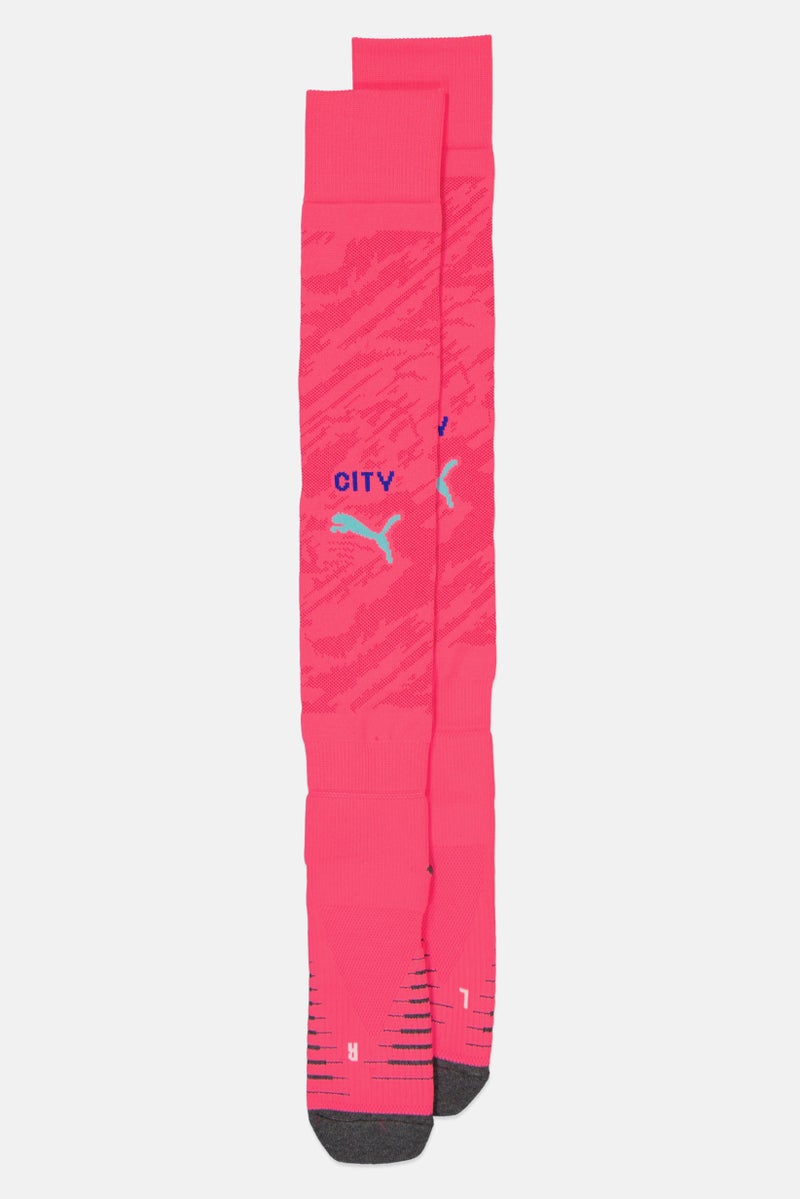 PUMA Men Brand Logo Manchester City Football Socks, Pink - Image 1