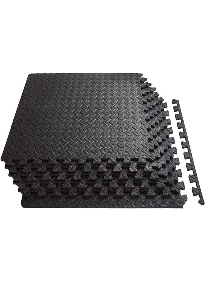 DUNISO 6Pcs Puzzle Exercise Floor Mat, EVA Interlocking Foam Tiles Exercise Equipment Mat with Border，Waterproof, Anti Fouling，Soundproof，for Home Gym Flooring Exercise Workouts，24*24in，Black  - Image 1