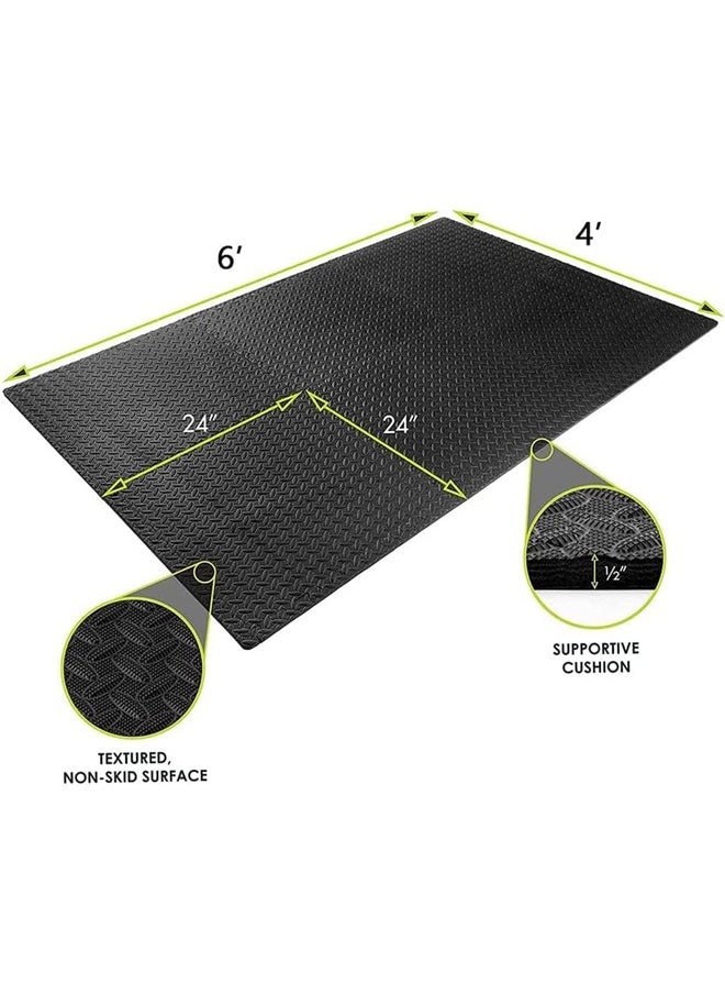 DUNISO 6Pcs Puzzle Exercise Floor Mat, EVA Interlocking Foam Tiles Exercise Equipment Mat with Border，Waterproof, Anti Fouling，Soundproof，for Home Gym Flooring Exercise Workouts，24*24in，Black  - Image 2