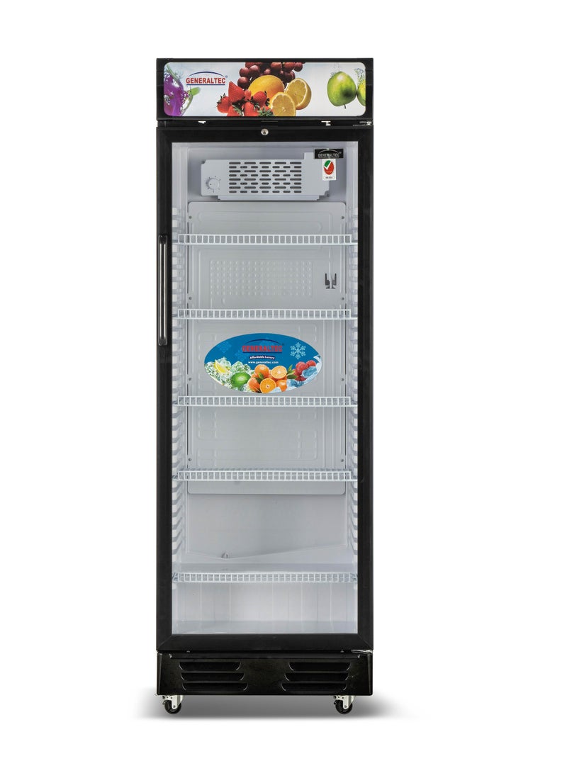 GENERALTEC ثلاجة عرض جنرالتيك بباب واحد - أسود | إضاءة LED | ترموستات رقمي | ضمان ضاغط لمدة 5 سنوات - Image 1