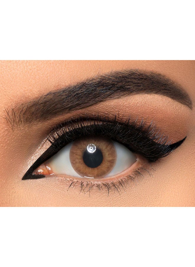 Dahab 1 Pair One Day Disposable Contact Lenses - Cat Eye Brown - Image 1