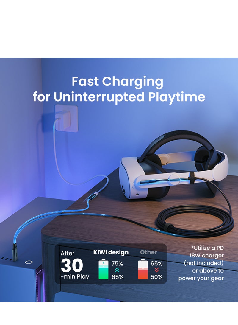 KIWI design كابل ربط بطول 5م لـ /Pico 4/Quest3/Quest3S/Quest2/Quest Pro كابل بيانات ملحقات VR - Image 4