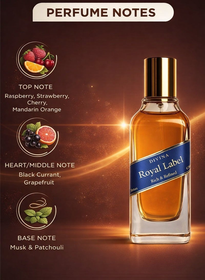 ديفينا عطر رويال ليبل ١٠٠ مل | عطر للجنسين يدوم طويلًا | عطر فاخر برائحة الفواكه والخشب مع نفحات التوت والباتشولي | عطر عربي فاخر برائحة المسك للرجال والنساء - Image 3