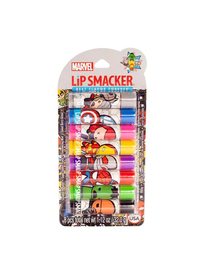 Lip Smacker Marvel Avenger Flavored Lip Balm Party Pack 8 Count, Super Hero, Spirderman, Iron Man, Captain America, Clear, For Kids  - Image 1