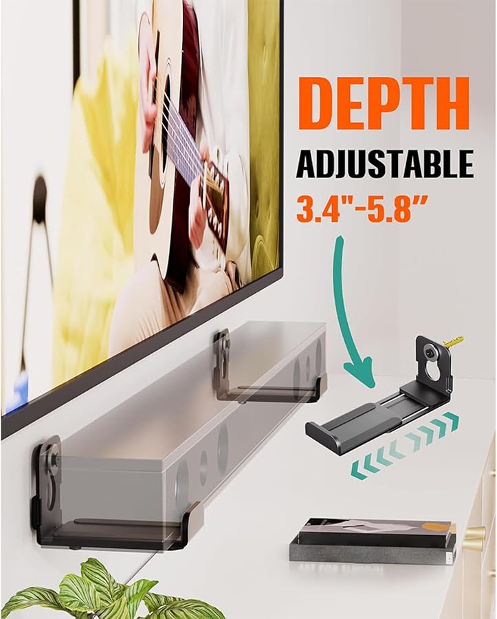 قوس حائط قابل للتعديل على شكل حرف L لشريط الصوت، لا يتطلب أدوات للتركيب، مخصص لمسرح المنزل - Image 3