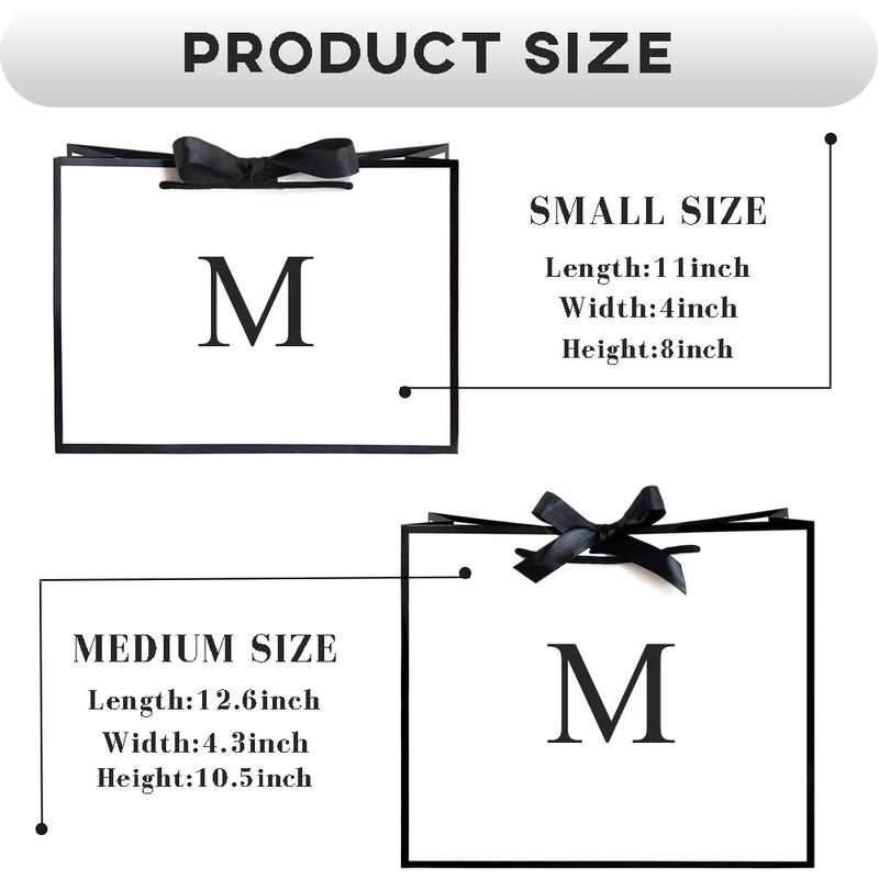 Qlsko Initial Gift Bag With Bow Ribbon Personalized Horizontal Paper Bag Monogrammed Birthday Gifts For Women Men (M-Medium) - Image 2