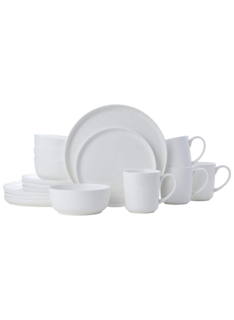 مجموعة العشاء مكونة من 16 قطعة، خدمة لـ 4 أشخاص، باللون الأبيض - Image 1