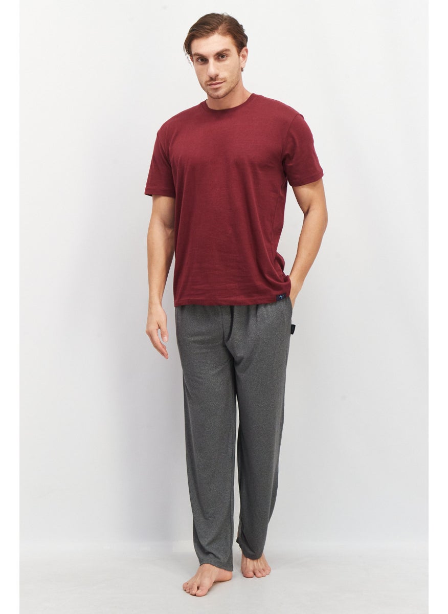 Tailorbyrd Men Crew Neck Short Sleeve Heather T-Shirt, Burgundy  - Image 3