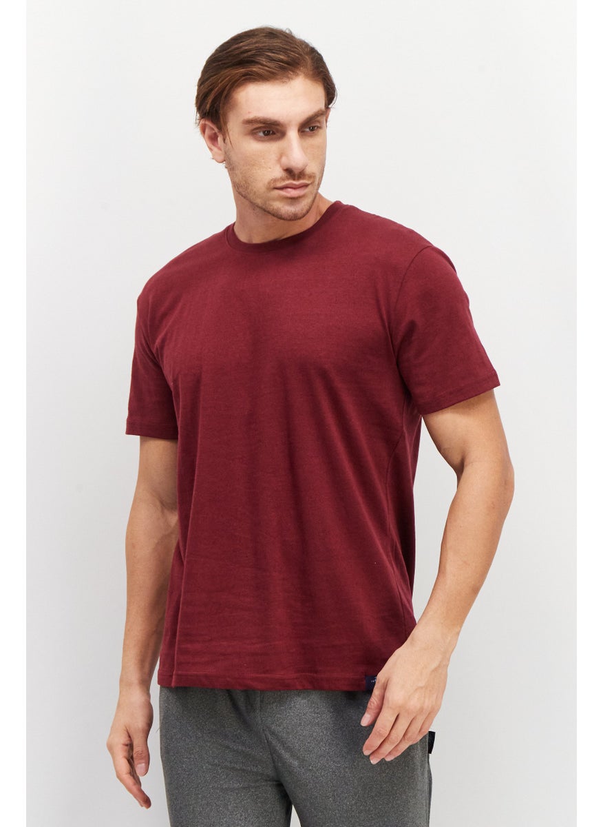 Tailorbyrd Men Crew Neck Short Sleeve Heather T-Shirt, Burgundy  - Image 1