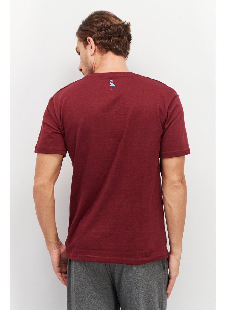 Tailorbyrd Men Crew Neck Short Sleeve Heather T-Shirt, Burgundy  - Image 2