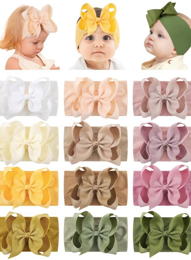 doboi 12PCS Baby Girl Bows Baby Headbands Ribbon Bow Nylon Headbands Hair Accessories Big Baby Bows for Baby Girls Infant Newborn Toddler - Image 1