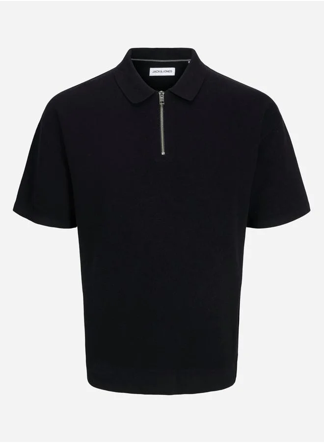 JACK & JONES Jack & Jones Solid Collared Short Sleeve Polo T-Shirt