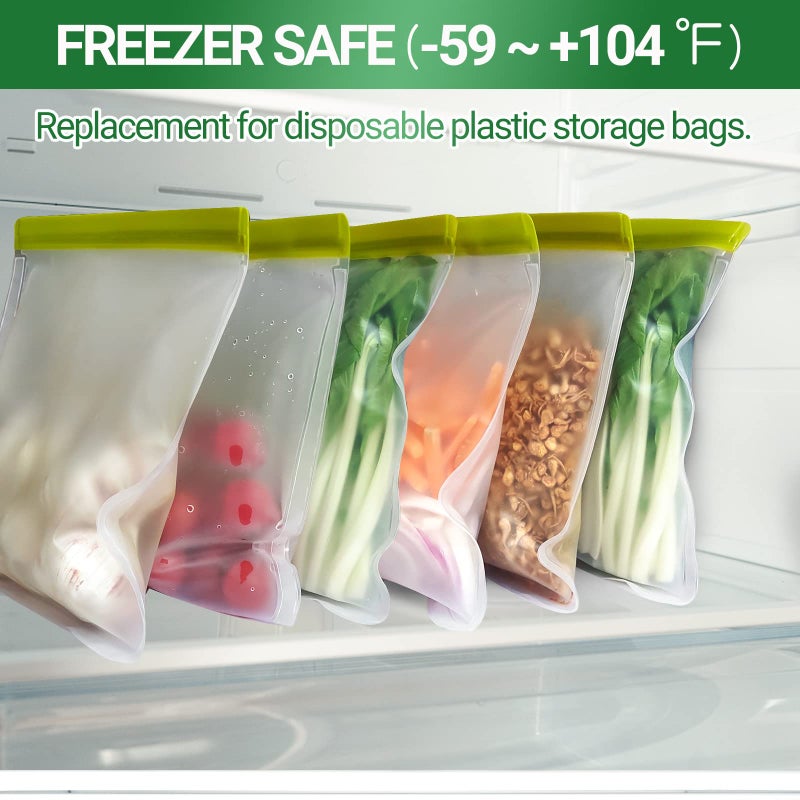 LKSUMPT Reusable Freezer Bags - 10 Pack Quart Bags BPA Free, Leakproof, Extra Thick | Food Storage Bags for Freezer, Meal Prep, Travel, Kitchen, Salad & Marinate - Image 3