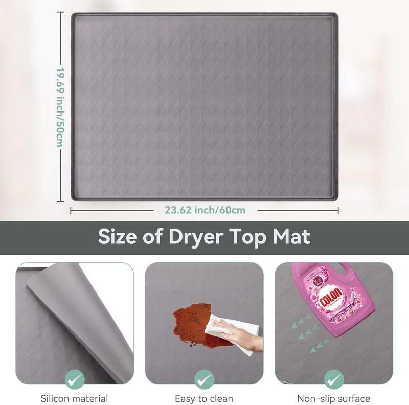 عبوة تحتوي على غطاءين لسطح الغسالة والمجفف، مقاس 23.6” × 19.7” مصنوعة من المطاط السيليكوني، مقاومة للانزلاق ومقاومة للماء، قابلة للغسيل، مناسبة لغرفة الغسيل والمطبخ - Image 2
