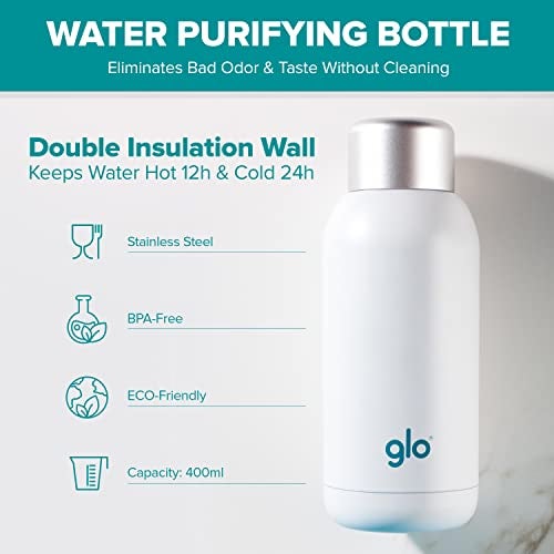 Glo - UV Water Smart Bottle | Eliminates Bad Odor and Taste | Double Insulation Stainless Steel BPA Free 400ml | Keeps Water Hot 12h and Cold 24h | Perfect for Camping Hiking Cycling and Survival - Image 5