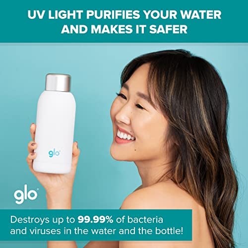 Glo - UV Water Smart Bottle | Eliminates Bad Odor and Taste | Double Insulation Stainless Steel BPA Free 400ml | Keeps Water Hot 12h and Cold 24h | Perfect for Camping Hiking Cycling and Survival - Image 3