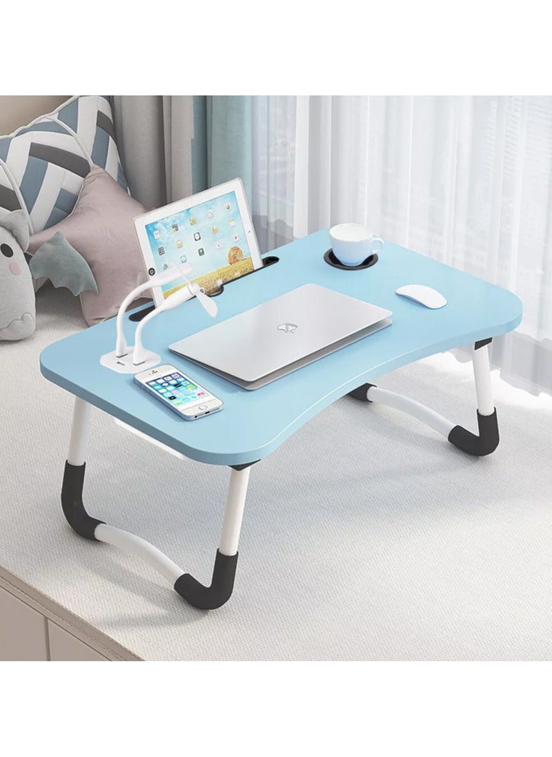 DubaiGallery Foldable Laptop Desk Stand with 4 USB Ports with mini light and fan included  - Image 1