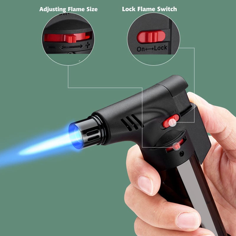 XQBBIDM Torch Lighter, 3 Pack of Jet Flame Lighter Refillable Gas Butane Lighter with Base, Windproof Dual Flame Lighters Jet Butane Lighter for Candle, Campfire, Kitchen,Grill, Camping(Without Butane) - Image 5