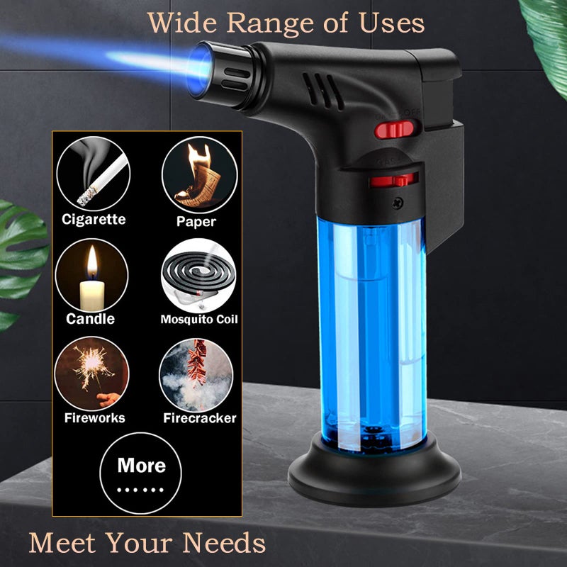 XQBBIDM Torch Lighter, 3 Pack of Jet Flame Lighter Refillable Gas Butane Lighter with Base, Windproof Dual Flame Lighters Jet Butane Lighter for Candle, Campfire, Kitchen,Grill, Camping(Without Butane) - Image 2