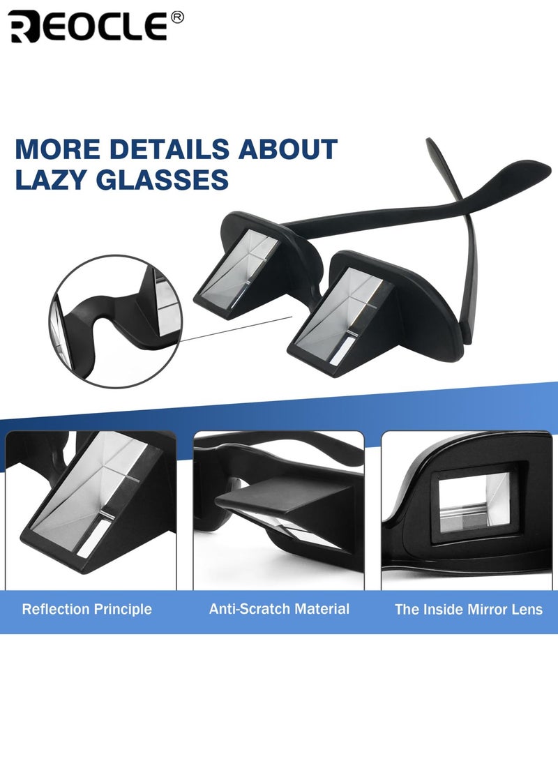 REOCLE Lazy Glasses Horizontal Reading Glasses Upside Down Prism Periscope Glasses for Lying Down Bed Reading Anti-Eye Strain Comfortable Fit Ideal for Book Lovers Seniors - Image 5