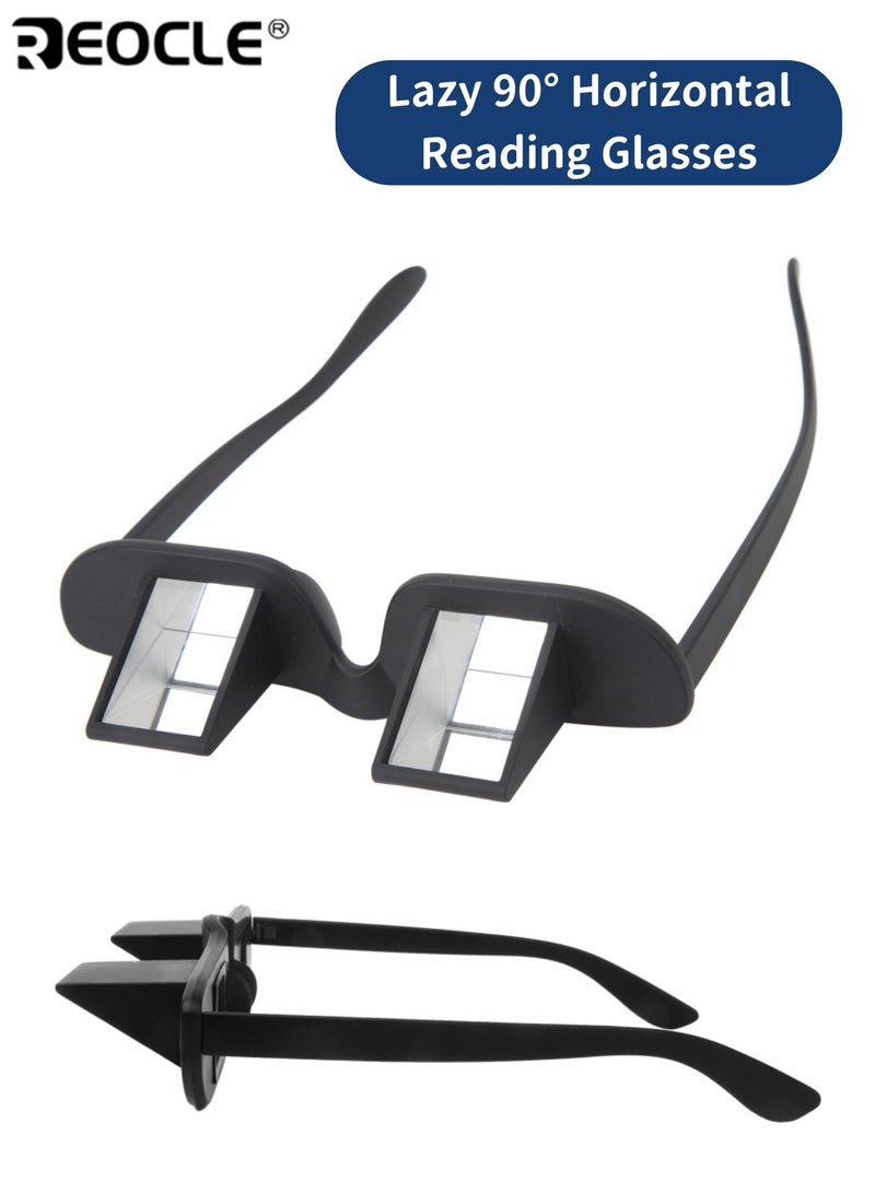 REOCLE Lazy Glasses Horizontal Reading Glasses Upside Down Prism Periscope Glasses for Lying Down Bed Reading Anti-Eye Strain Comfortable Fit Ideal for Book Lovers Seniors - Image 1