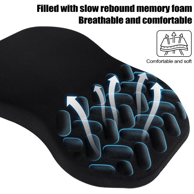 QDOAOF-Ergonomic Mouse Pad Wrist Support with Massage Design, Relieve Wrist Pain Mousepad, Wrist Rest Pain Relief Mousepad with Memory Foam&Non-Slip PU Base, Carpal Tunnel Syndrome (Black) - Image 4