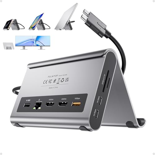 PULWTOP MacBook Pro Docking Station Dual Monitor 4K@60Hz for MacBook Pro/Air M3 Pro/M4/M5, PULWTOP USB C Docking Station Stand Laptop Dock with 2 HDMI, PD, Ethernet, USB A/C 10Gbps, Audio, SD/TF, USB 2.0 - Image 1