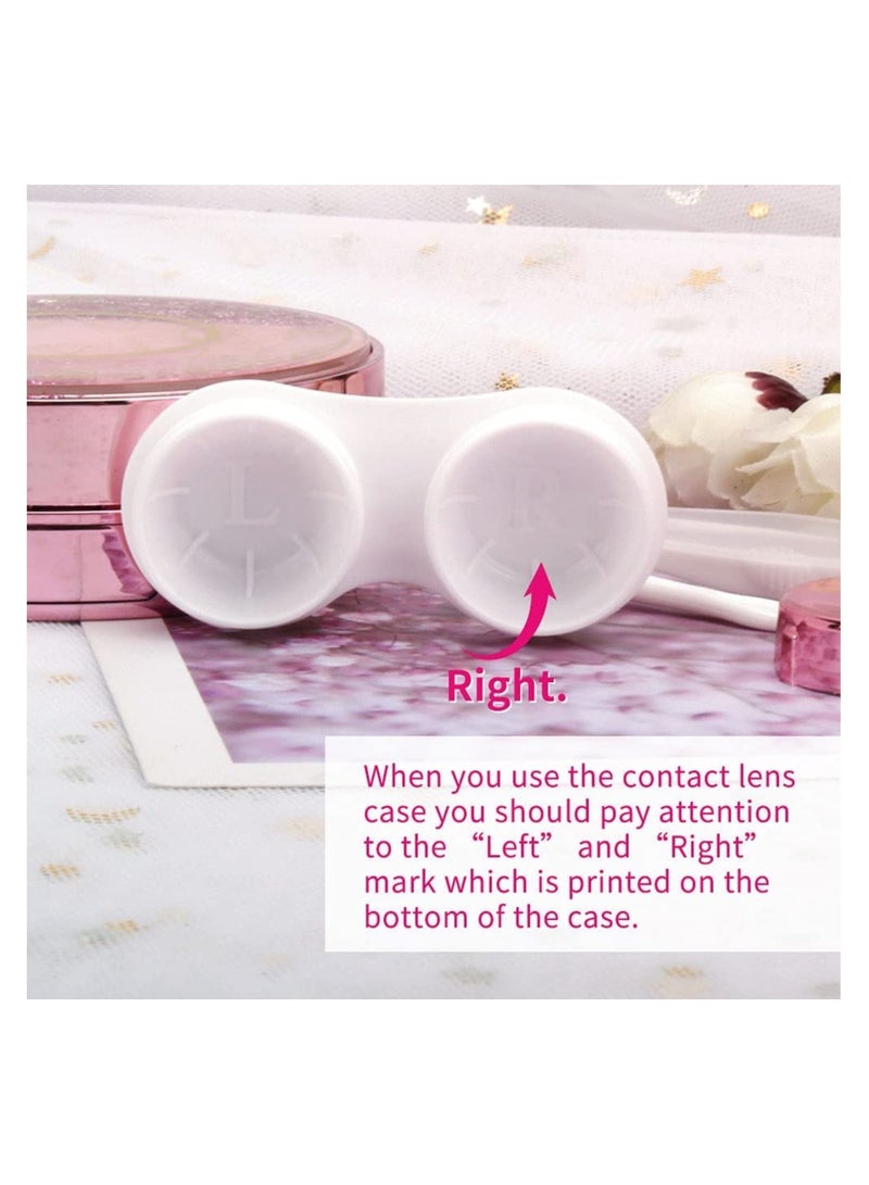 Cute Pink Contact Lens Case with Mirror and Tools for Girls Bling Star Design Travel Holder - Image 1