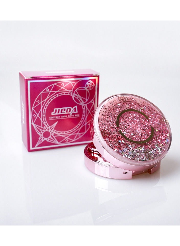 Cute Pink Contact Lens Case with Mirror and Tools for Girls Bling Star Design Travel Holder - Image 5