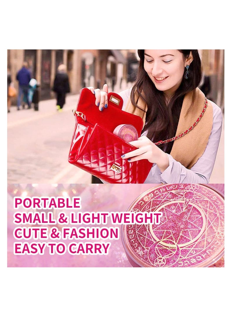 Cute Pink Contact Lens Case with Mirror and Tools for Girls Bling Star Design Travel Holder - Image 4