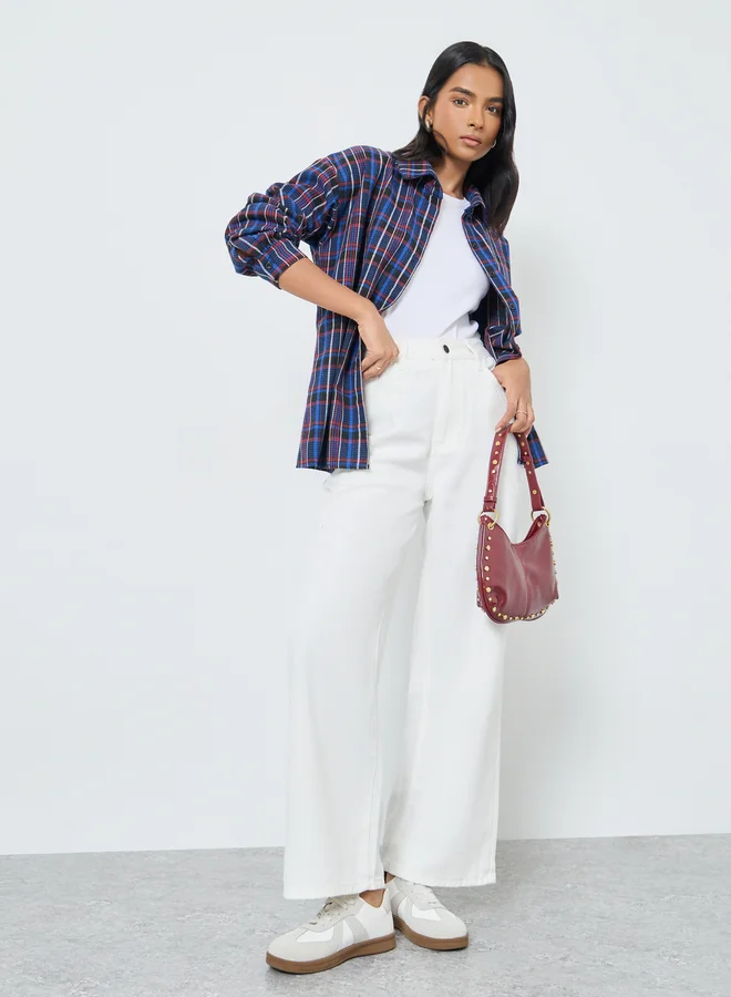 Take Two Take Two Solid Mid Rise Wide Leg Jeans