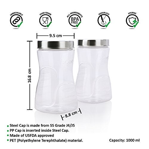 SCL Steelo Steelo Sobo PET Container, 1000ml, 2 Pcs, Transparent - Image 3