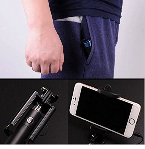 AMBLIC Wired Selfie Stick Compact Portable Pocket Size Selfie Stick with Aux Wired Stick for Photography, Videography, YouTube, for All Smartphones (Random Color of Stick) - Image 3