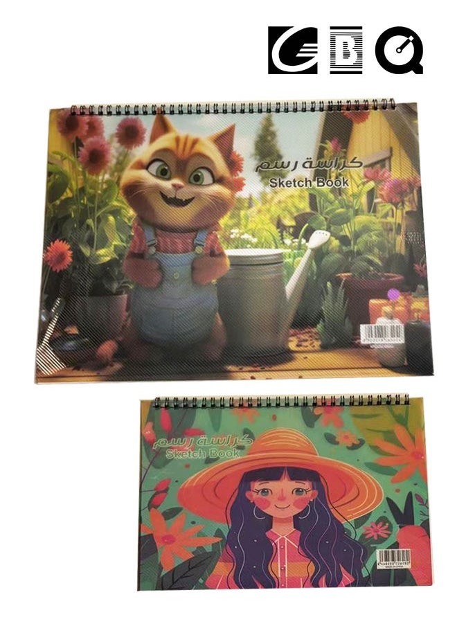 GBQ - 2PCS B4(35*25) B5(26*18)Sketchbook 15Sheets/Book A Total Of 30 Pages Spiral Bound Hardcover Art Book - Image 1