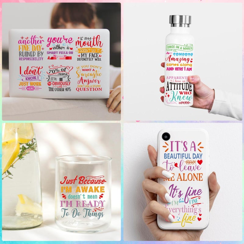 Rngmsi Funny UV DTF Cup Wrap - 20 Sheets Sarcastic UV DTF Wraps for 16 oz Humorous UVDTF Decals for Tumblers Waterproof Rub on Transfer Stickers for Glass, Wood DIY Crafts - Image 4
