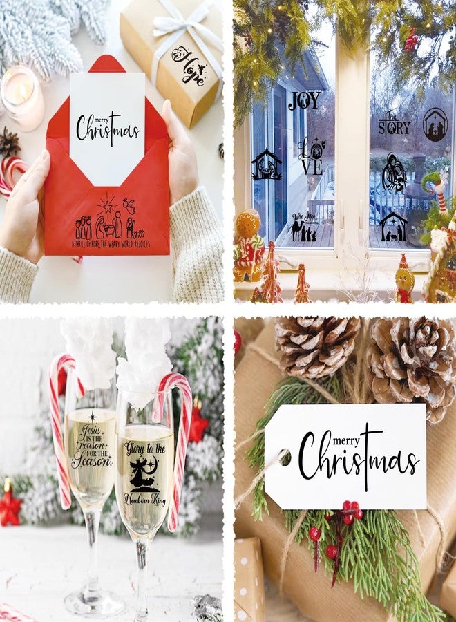 Hosomono 96 قطعة من ملصقات ميلاد المسيح للأعمال اليدوية، ملصقات كلمات عيد الميلاد من الفينيل للبرطمانات الزجاجية، ملصقات ميلاد المسيح للبرطمانات الزجاجية، ملصقات لتزيين الكرات الزجاجية والأكواب والزجاجات (love96) - Image 3